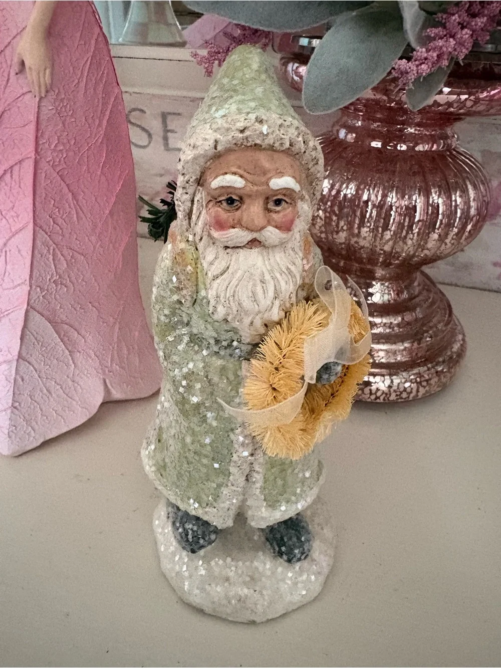 Festive Green Santa Figurine Holiday Decoration